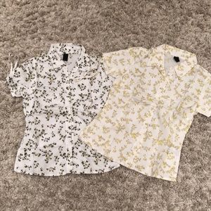Set of 2, 100% cotton short sleeve blouses, flower print, Vero Mods, M, new